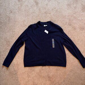 NWT GAP Navy Blue Lightweight Cotton Open Cardigan Sweater XL